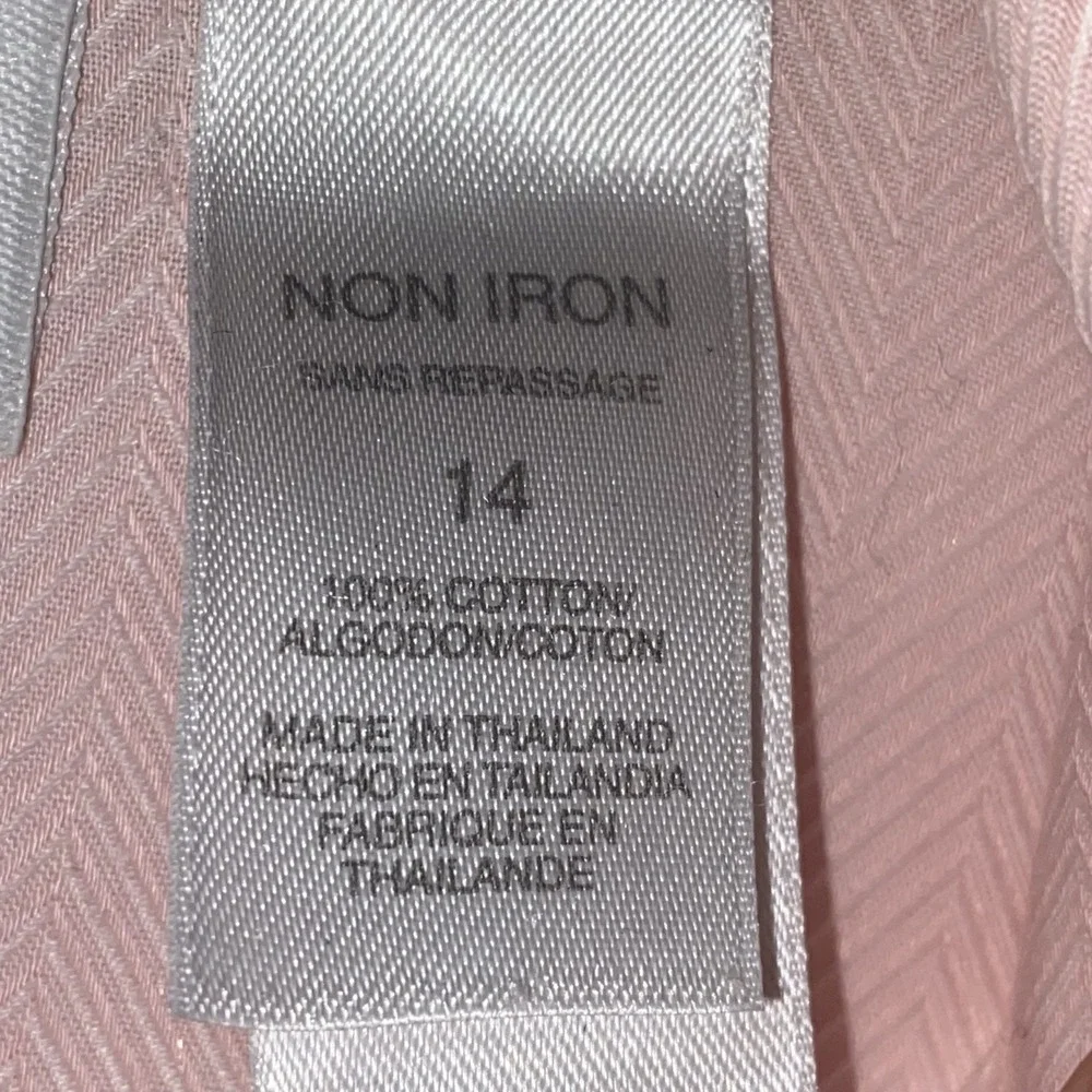 Liz Claiborne Non Iron Blouse Size 14 Pink Cotton‎ Long Sleeve Button-Up Top